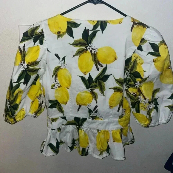 English Factory lemon printed peplum top size XS - Picture 4 of 5